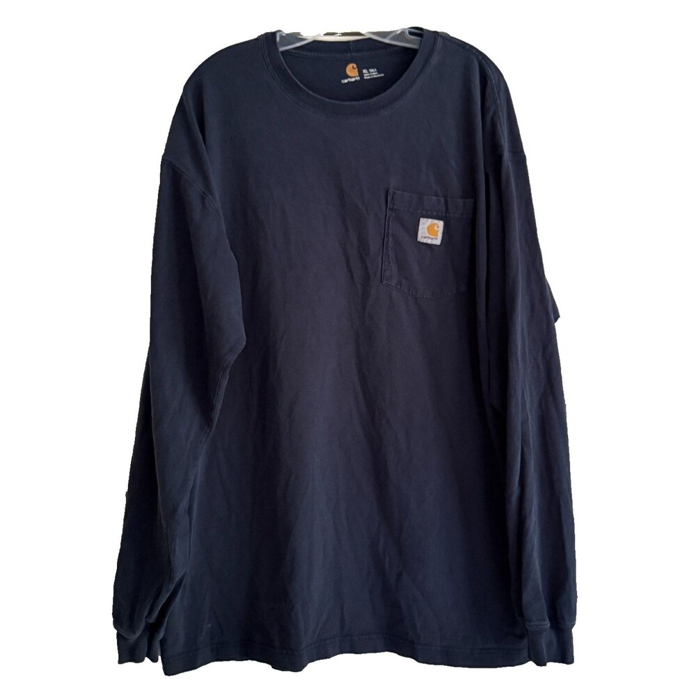 Carhartt Men's XL Tall Long Sleeve Pocket T-Shirt Blue100% Cotton 2011 Vtge EUC